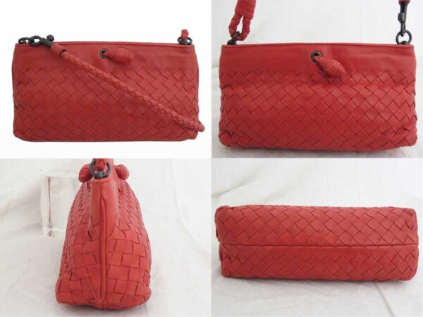 e49791g 1 Bottega Veneta Intrecciato Leather Shoulder Bag Pouch Orange