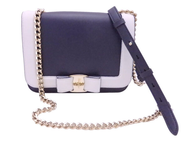 e49947a Salvatore Ferragamo Rose Leather Shoulder Bag Blue White