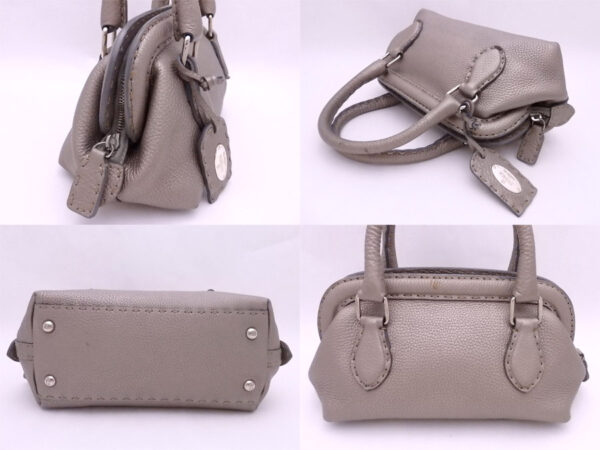 e49953g 1 Fendi Selleria Handbag Leather Metallic Greige