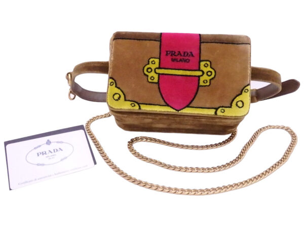 e49955a Prada Waist Bag Velvet Shoulder Bag Brown Multicolor