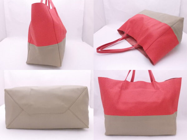 e50042a 1 Celine Tote Bag Leather Red Beige