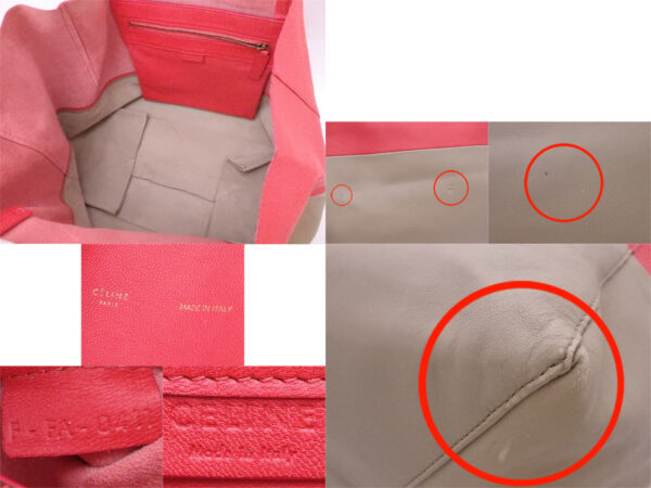 e50042a 2 Celine Tote Bag Leather Red Beige