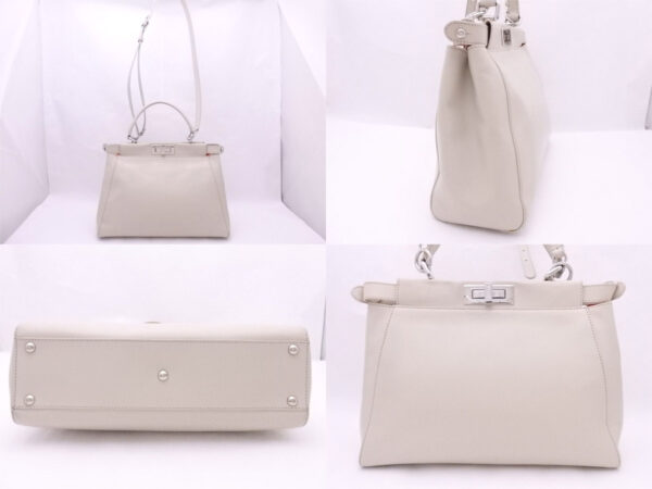 e50053s 1 Fendi 2Way Peekaboo Bag Leather Greige