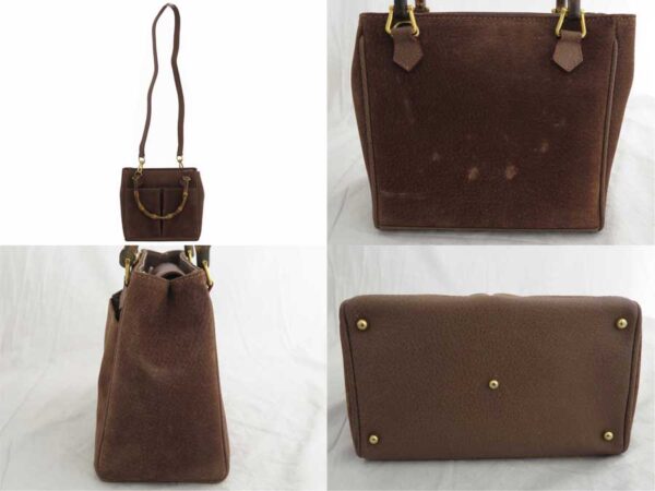 e50103a 1 Gucci Bamboo 2Way Bag Suede Brown