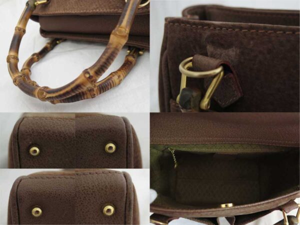 e50103a 2 Gucci Bamboo 2Way Bag Suede Brown