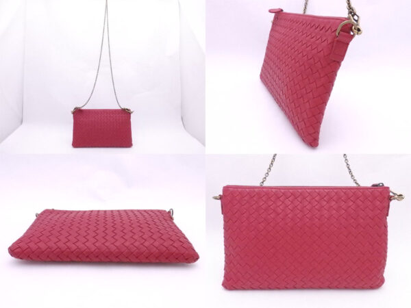 e50141 1 Bottega Veneta Intrecciato Leather Chain Shoulder Bag Red