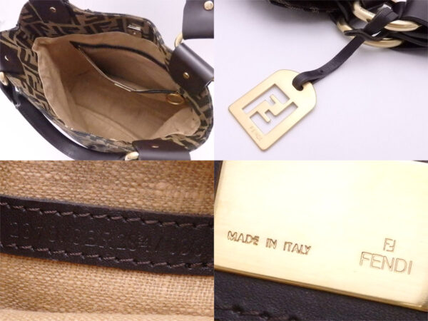 e50147f 2 Fendi Handbag Zucca Canvas Leather Brown