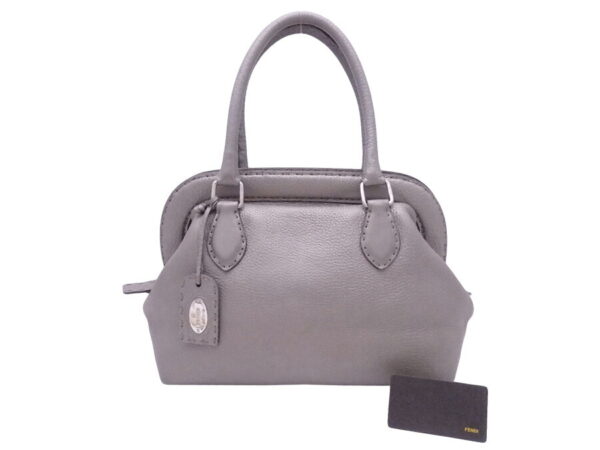 e50148a Fendi Selleria Handbag Leather Metallic Gray