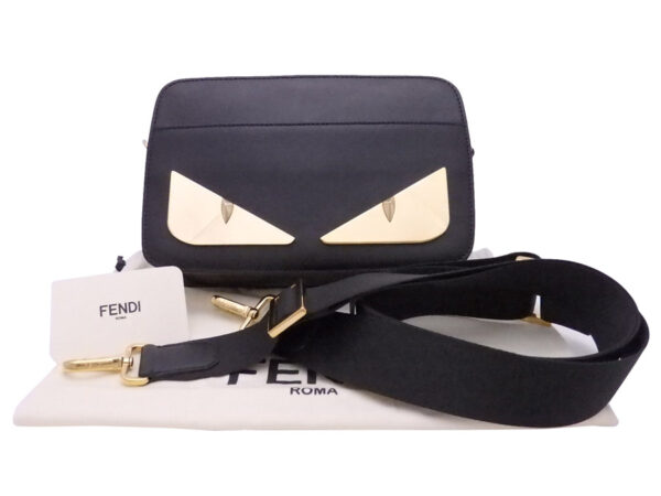 e50151f Fendi Monster Crossbody Shoulder Bag Leather Black