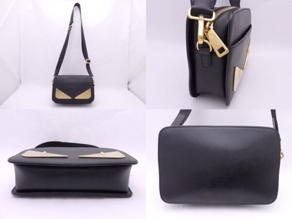 e50151f 1 Fendi Monster Crossbody Shoulder Bag Leather Black