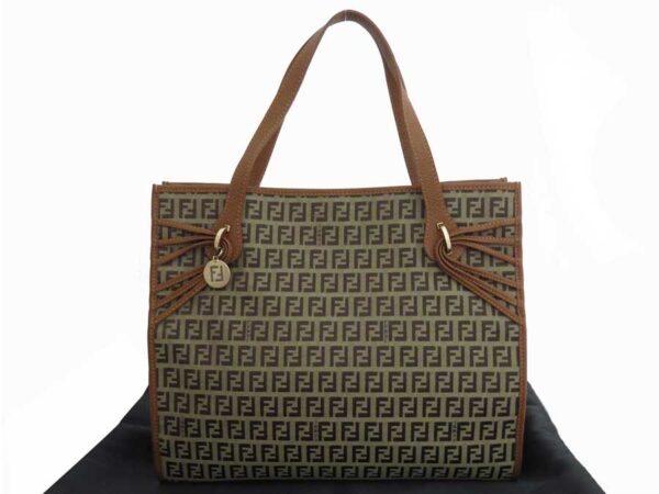 e50204f Fendi Zucchino Handbag Canvas Leather Brown