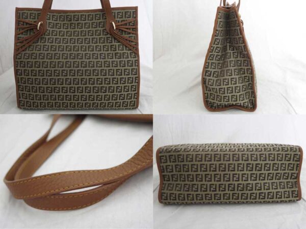 e50204f 1 Fendi Zucchino Handbag Canvas Leather Brown