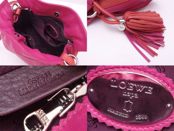 e50346a 2 Loewe Flamenco Leather Shoulder Bag Pink Orange