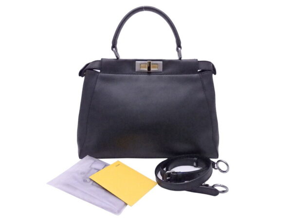 e50350a Fendi 2Way Peekaboo Bag Leather Black