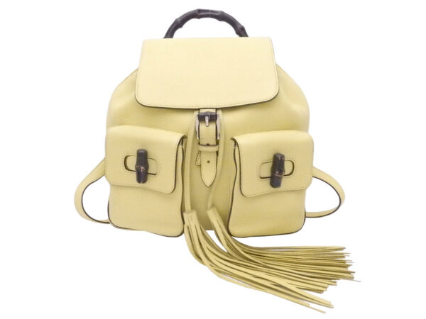 e50354a Gucci Bamboo Backpack Leather Yellow