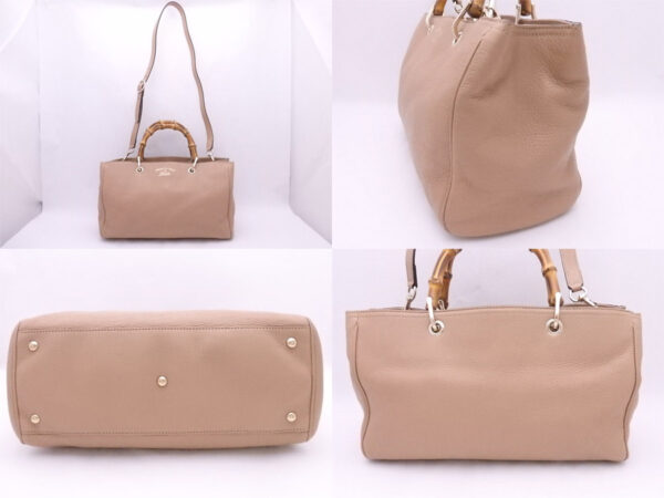 e50453f 1 Gucci Bamboo 2Way Bag Leather Beige