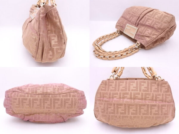 e50458f 1 Fendi Mia Chain Shoulder Bag Zucca Canvas Leather Pink