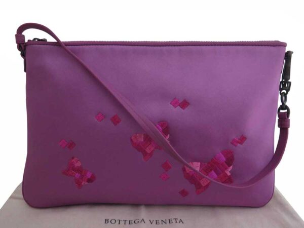 e50505 Bottega Veneta Butterfly Satin Leather Shoulder Bag Purple Pink