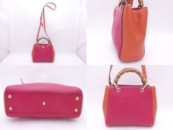 e50542a 1 Gucci Bamboo Mini Shopper 2Way Bag Leather Magenta