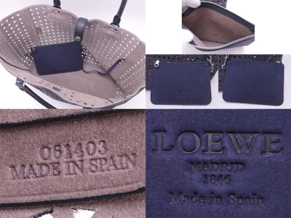 e50646a 2 Loewe Anagram Suede Leather Tote Bag Blue