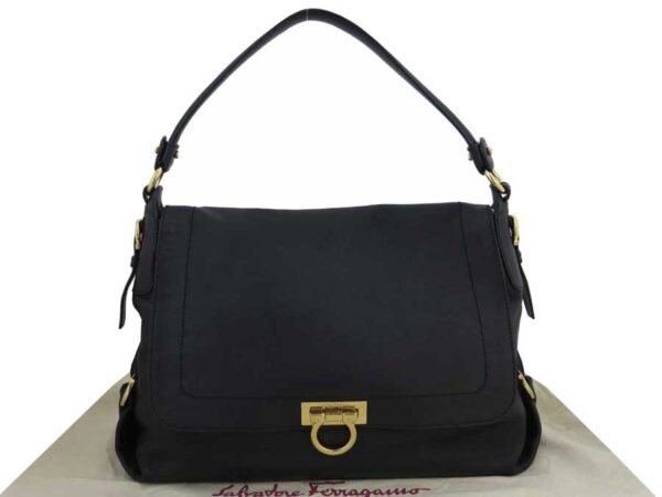 e50693a Salvatore Ferragamo Vara Jersey Shoulder Bag Black