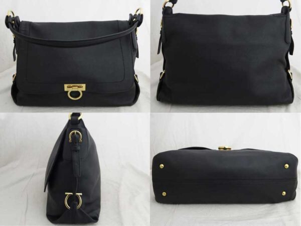 e50693a 1 Salvatore Ferragamo Vara Jersey Shoulder Bag Black