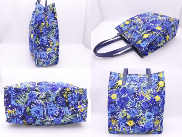 e50842g 1 Prada Tote Bag Flower Nylon Leather Blue Multicolor