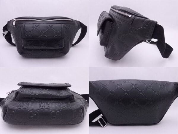 e50844a 1 Gucci Body Bag GG Embossed Leather Black