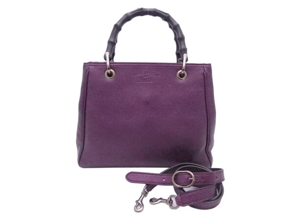 e50845a Gucci Bamboo 2Way Bag Leather Metallic Purple