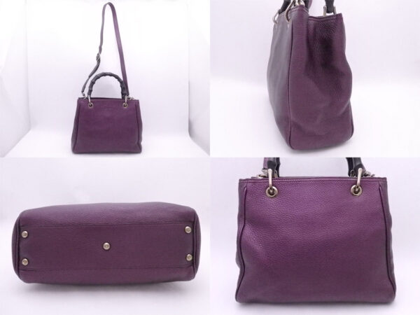 e50845a 1 Gucci Bamboo 2Way Bag Leather Metallic Purple