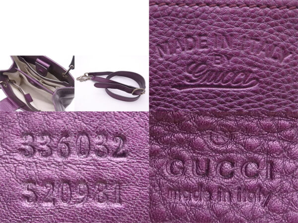 e50845a 2 Gucci Bamboo 2Way Bag Leather Metallic Purple