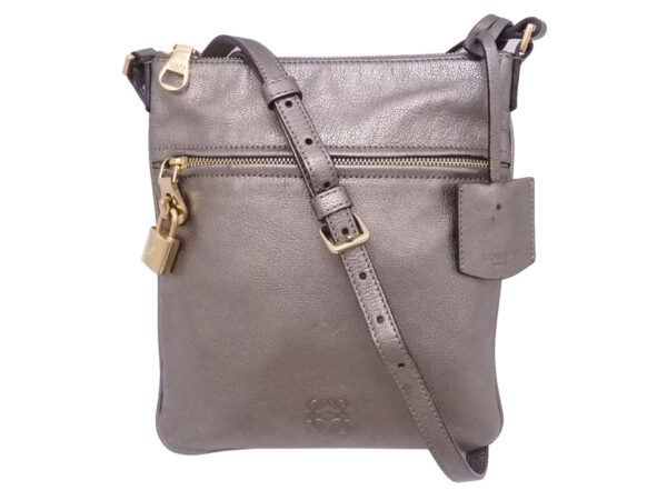 e50857a Loewe Anagram Leather Crossbody Shoulder Bag Metallic Gray