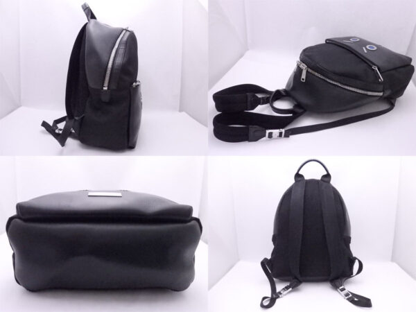 e50952f 1 Fendi Backpack Face Leather Black Blue