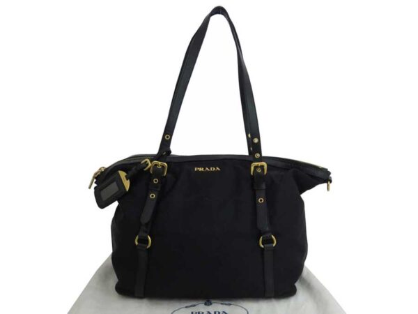 e51004a Prada Shoulder Bag Nylon Leather Black