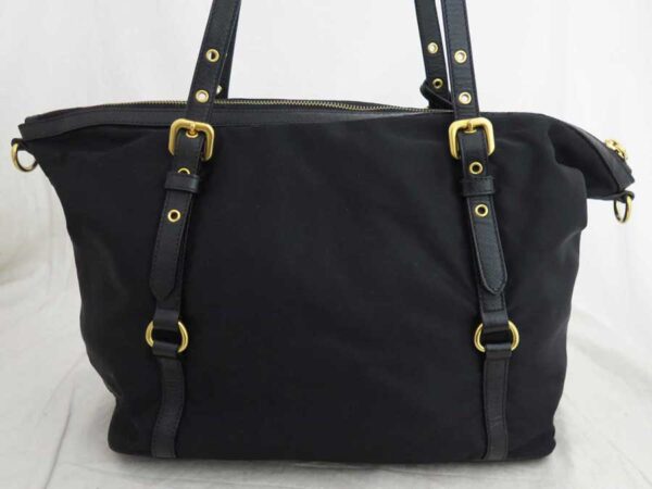 e51004a 1 Prada Shoulder Bag Nylon Leather Black