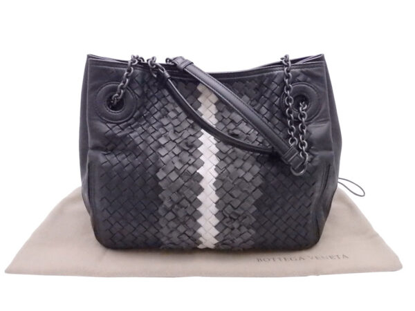 e51053f Bottega Veneta Intrecciato Leather Shoulder Bag Black Gray White