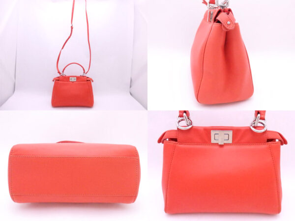 e51057f 1 Fendi Mini Peekaboo 2Way Bag Leather Orange