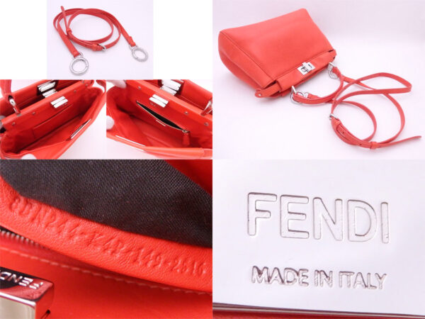 e51057f 2 Fendi Mini Peekaboo 2Way Bag Leather Orange