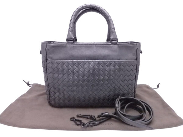 e51151a Bottega Veneta Intrecciato Leather 2Way Bag Metallic Gray