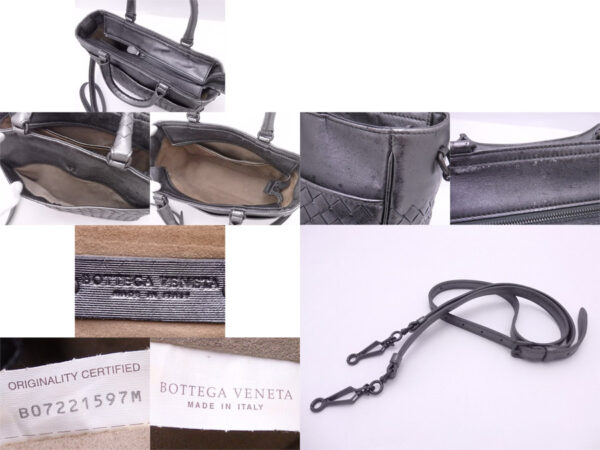 e51151a 2 Bottega Veneta Intrecciato Leather 2Way Bag Metallic Gray