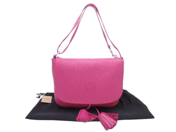 e51154a Loewe Anagram Tassel Leather Crossbody Shoulder Bag Pink