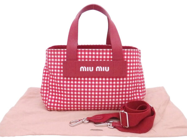 e51245g Miu Miu Handbag Shoulder Bag Canvas Red