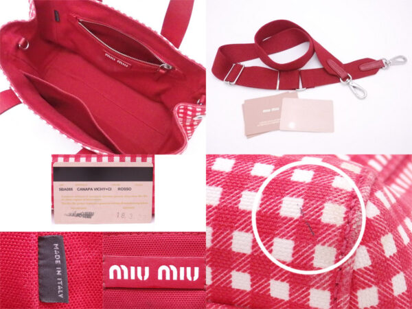 e51245g 2 Miu Miu Handbag Shoulder Bag Canvas Red