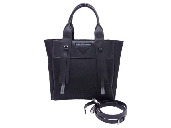 e51253a Prada 2Way Bag Nylon Leather Handbag Shoulder Bag Black