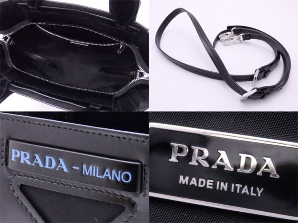 e51253a 2 Prada 2Way Bag Nylon Leather Handbag Shoulder Bag Black