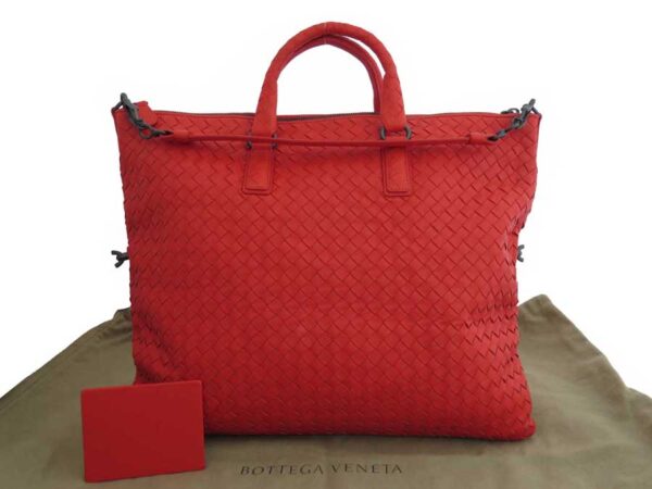 e51291g Bottega Veneta Intrecciato Leather 2Way Bag Red Orange