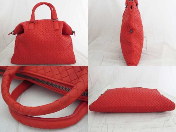 e51291g 4 Bottega Veneta Intrecciato Leather 2Way Bag Red Orange