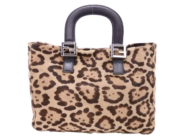 e51344a Fendi Leopard Handbag Haraco Leather Brown Black