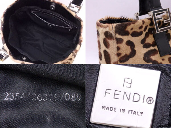 e51344a 2 Fendi Leopard Handbag Haraco Leather Brown Black