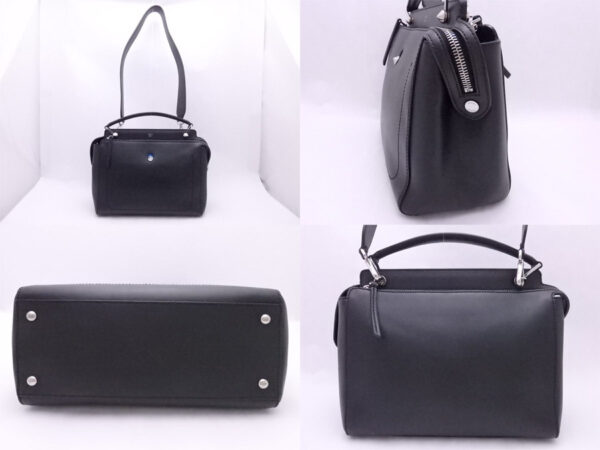 e51350a 1 Fendi Dot Com 2Way Bag Leather Black Blue